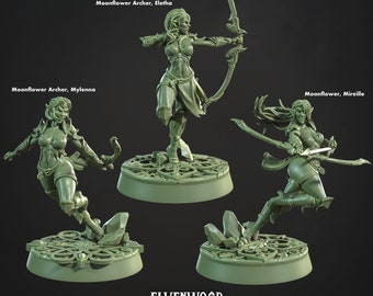Moonflower Elven Archers * Cast n Play * 3D Printed Gaming Mini