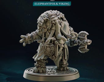 Elephant Folk Viking, Northwind Vikings * Cast n Play * 3D Printed Gaming Miniatures