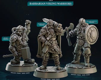 Barbarian Viking Warriors, Northwind Vikings * Cast n Play * 3D Printed Gaming Miniatures