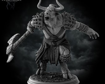 Minotaur Wielding an Axe 75 and 32mm Scale * Stormborn Collectibles * 3D Printed Gaming Mini * 3D Printed Massive Model