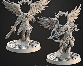 Winged Justiciar, Angelic, Medium 47mm, Shields of Dawn * Cast n Play * 3D Printed Gaming Mini