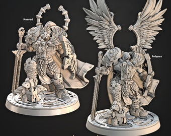 Grandmaster Folques and Konrad, Angelic Being, Medium/Large 43mm at eyes, Shields of Dawn * Cast n Play * 3D Printed Gaming Mini