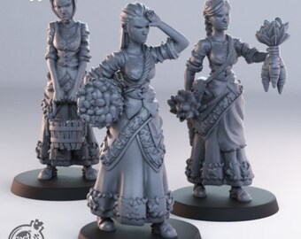 Female Townsfolk, Cast n Play * 3D Printed Gaming Miniatures