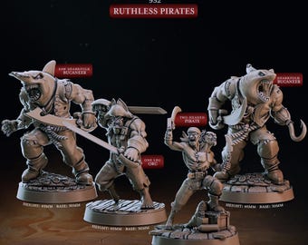 Pirates of Many Variations (Men, Women, Goblins, Sharks, Orcs, Mindflayers) Pirate Chronicals * Cast n Play * 3D Printed Gaming Mini
