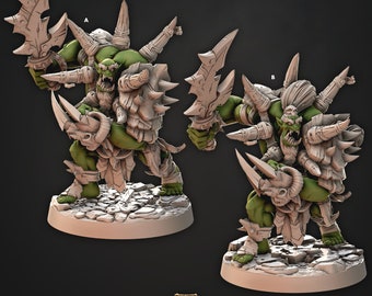 Gromok the War Tyrant, Orc, MEDIUM LARGE 45mm, Iron Skull Orcs, Cast n Play * 3D Printed Gaming Miniatures