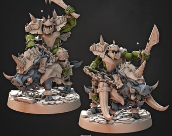 Ferox Hog Rider, Orc, MEDIUM 26mm, Iron Skull Orcs, Cast n Play * 3D Printed Gaming Miniatures