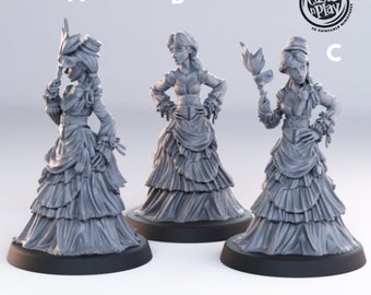 Female Nobels, Cast n Play * 3D Printed Gaming Miniatures