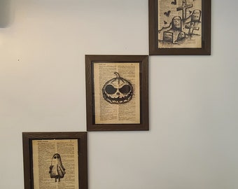 Halloween Trio on Dictionary Paper