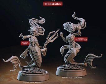 Mermaids, Pirate Chronicles * Cast n Play * 3D Printed Gaming Mini