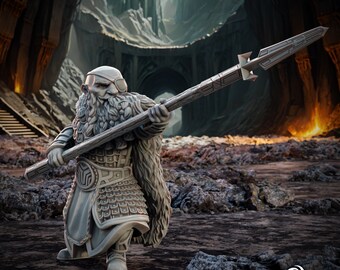Mavir the Warden (Dwarf Spearman) Tales of the Deep (Dwarves from LOTR), Printing Goes Ever On * 3D Printed Gaming Miniatures