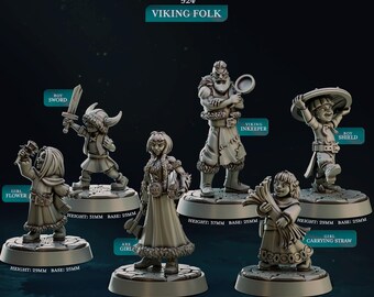 Viking Folk, Northwind Vikings * Cast n Play * 3D Printed Gaming Miniatures