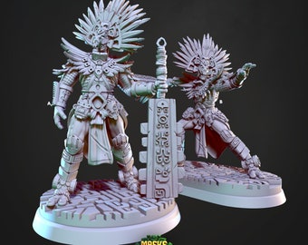 Zeltzin, Royal Warrior (Aztec/Inca Inspired) Masks of Kiimil * Cast n Play * 3D Printed Gaming Mini
