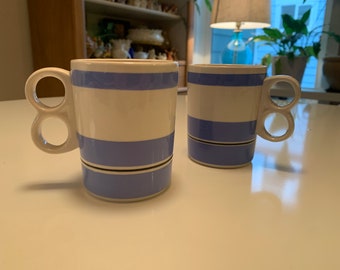 Sadler Cornishware Two Finger Handle Mug