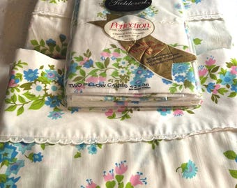 Sábanas planas y fundas de almohada vintage Twin
