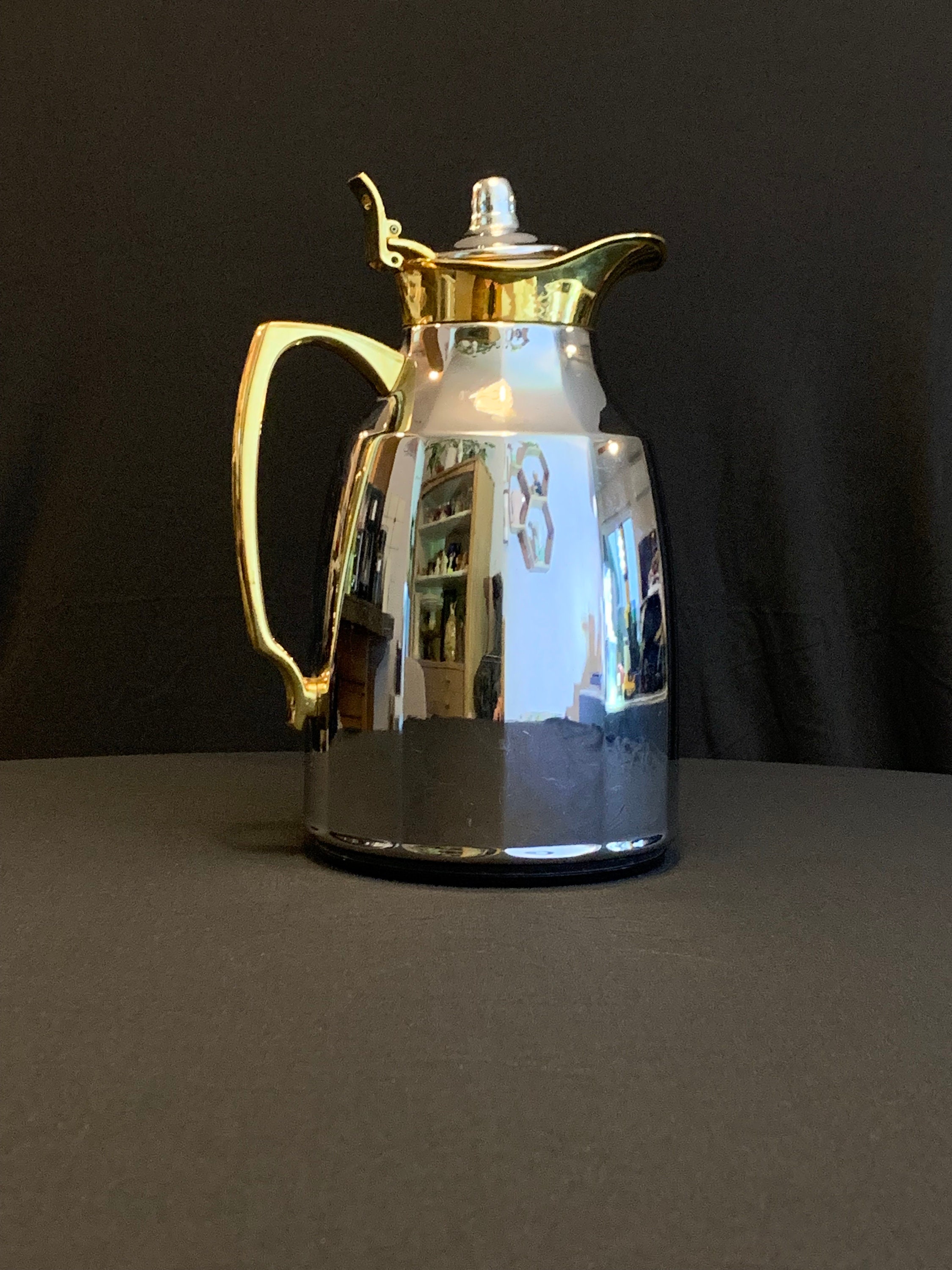 Vintage Thermos Stronglas Hot Cold Drink Jug Cream Enamel and Chrome Coffee  Carafe Bedside Water Carafe 