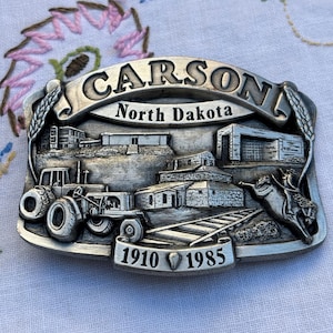 Vintage 80s Carson North Dakota Belt Buckle