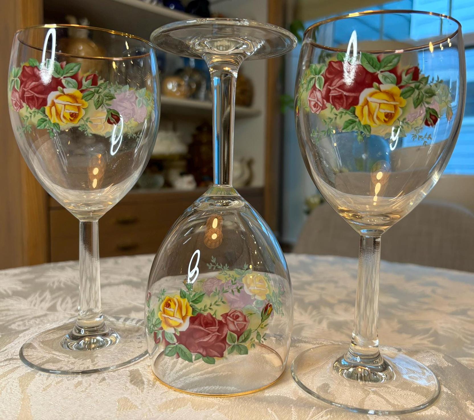 Vintage Royal Albert Country Rose Wine Glasses - Etsy