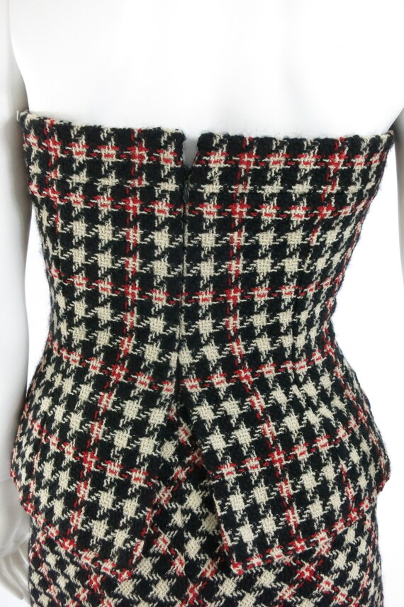 1990s Bill Blass Houndstooth Strapless Mini - image 7