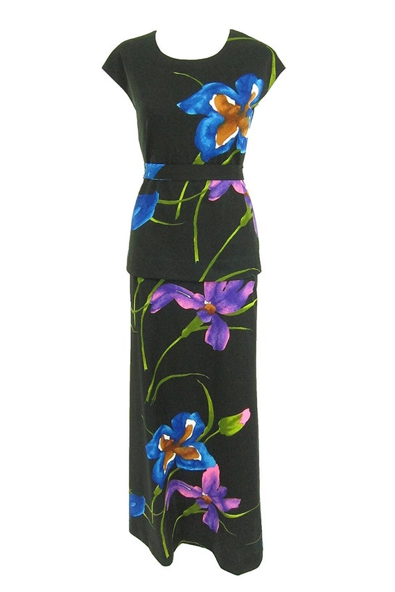 1970s Tori Richard, Honolulu, Floral 2-Piece Maxi