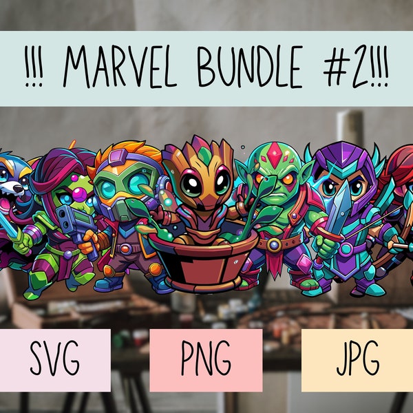 Marvel Characters Bundle; Baby Groot, Starlord, Drax the Destroyer, Gamora, Rocket Racoon, Hawkeye, and Black Widow SVG/PNG/JPG; Digital