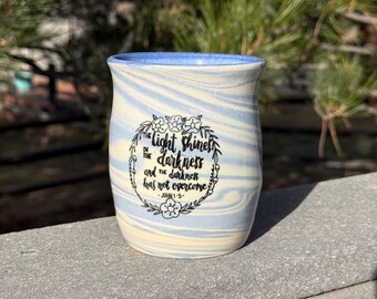 John 1:5 Marbled Cup - Handmade Ceramic Cup