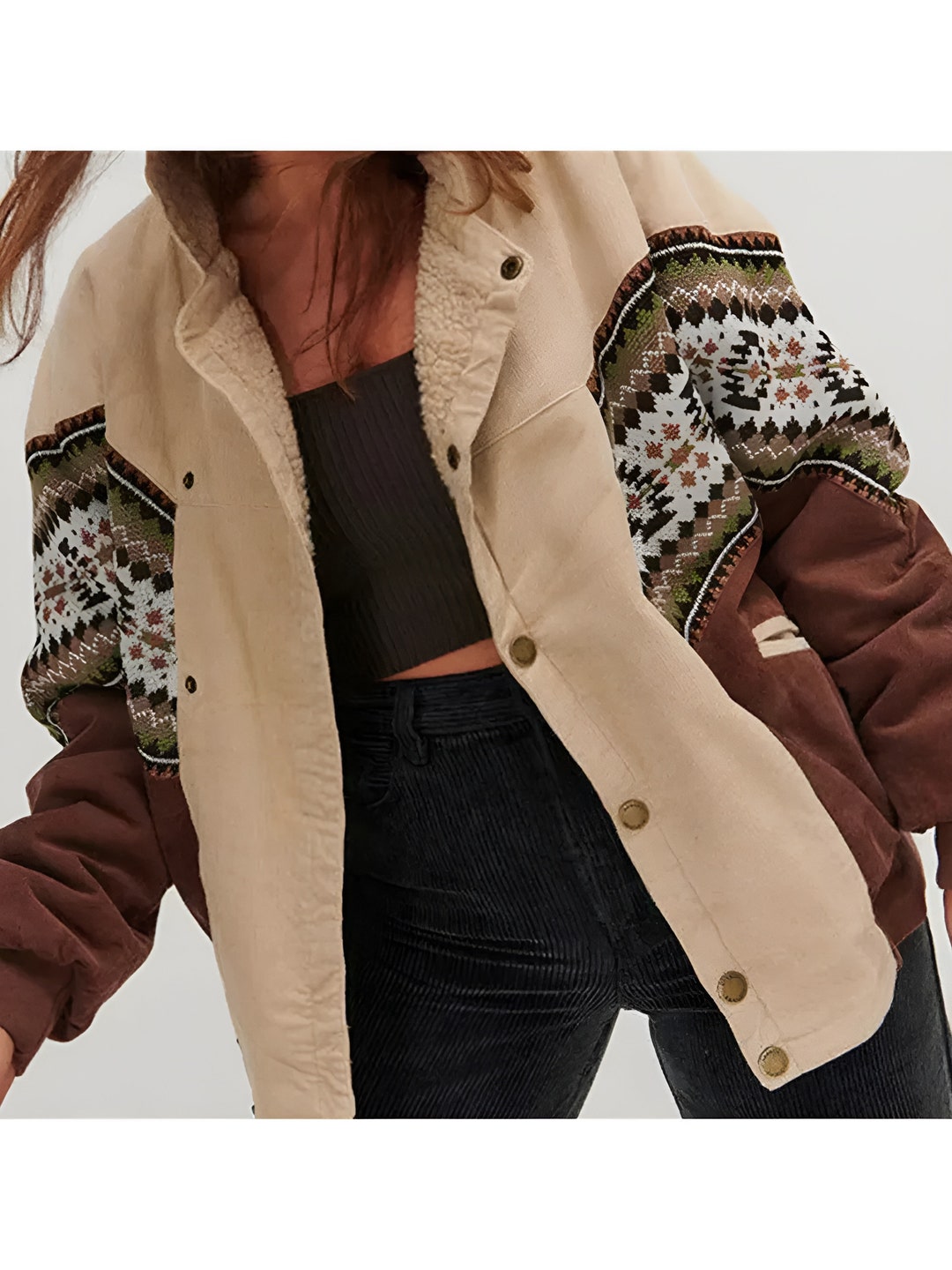 Women's Quilted Sherpa Jacket Vintage Boho Style Quilted Etsy