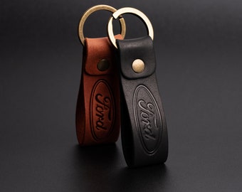 Leather keyring suitable for ford exclusive crazy horse high quality leather