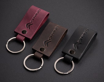 Mini keyring suitable for citroen crazy horse high quality leather