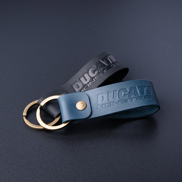 Ducati motorcycle style leather keyring  crazy horse high quality