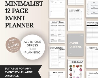 Minimalist Event Notion Planner Canva Printable Template  (Digital Download)