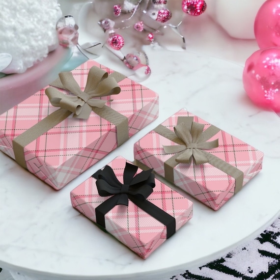 Pink Tartan Holiday Gift Wrap, Barbiecore Plaid Wrapping Paper, Eco  Friendly Pink Christmas Paper, Retro School Girl Matte Pink Gift Wrap 