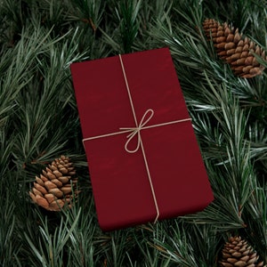 Dark Red Wrapping Paper, Simple Chic Christmas Gift Wrap, Eco Friendly Bold Merlot Red Holiday Gift Wrap, Romantic Valentines Day Gift Wrap