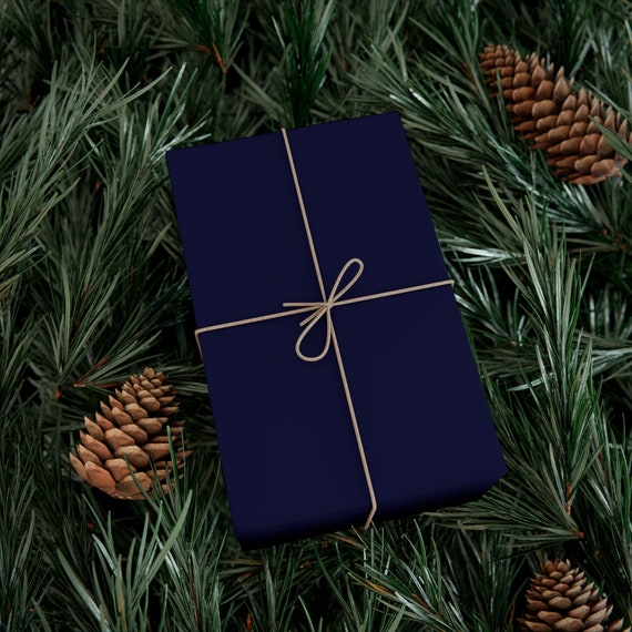 Navy Blue Matte Gift Wrap, Solid Dark Blue Wrapping Paper, Winter Navy Blue Christmas  Wrapping Paper, Simple Hanukkah Holiday Gift Wrap 