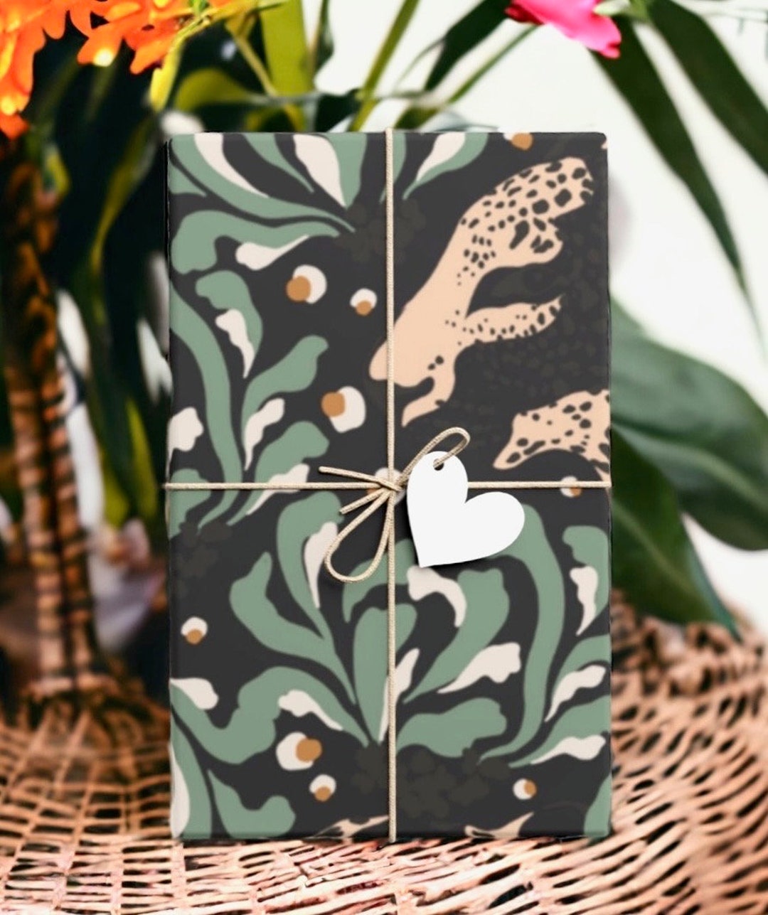 Jungle Cat Wrapping Paper, Cheetah Gift Wrap, Eco Friendly Matte