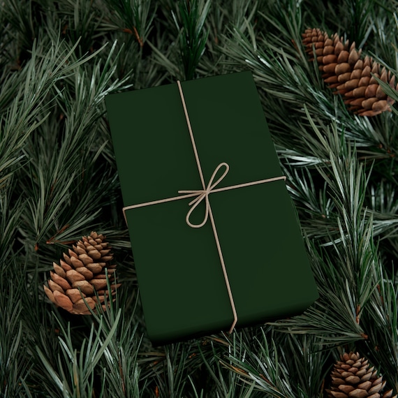 Dark Green Forest Solid Gift Wrap, Luxury Christmas Wrapping Paper