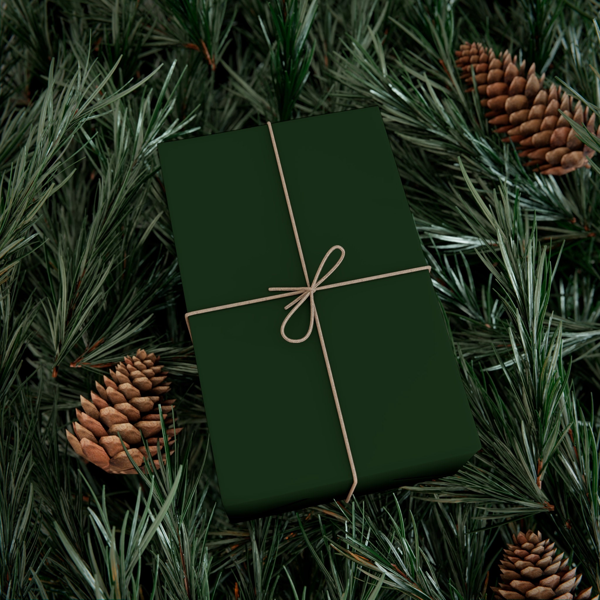 Elegant Forest Green Gold Foil Leaves Wrapping Paper