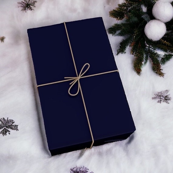 Navy Blue Matte Gift Wrap, Solid Dark Blue Wrapping Paper, Winter Navy Blue Christmas  Wrapping Paper, Simple Hanukkah Holiday Gift Wrap 