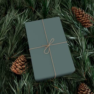 Solid Evergreen Gift Wrap, Holiday Matte Wrapping Paper, Natural Eco Gift Wrap, Solid Gift Wrap, Christmas Gift Wrap, Green Kraft Paper