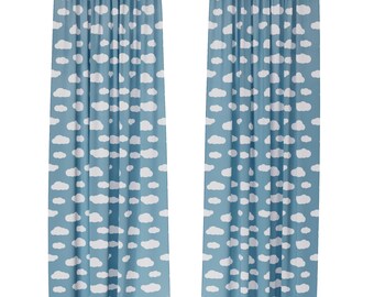 Sky High Window Light Blue Curtains, Cloud Curtains for Boys Bedroom, Kids Children Drapes and Curtains, Baby Boy Curtains for Nursery