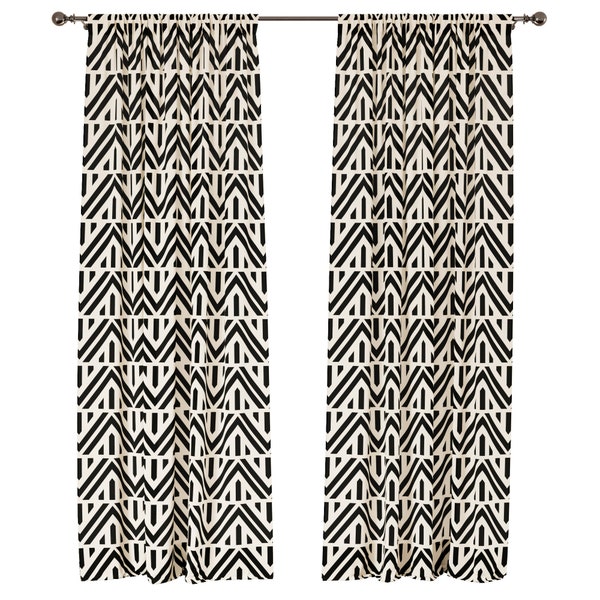 Beige Noir Ensemble Window Black and White Curtains, Geometric Design Long Curtains for Living Room Bedroom 84 inch Curtains 2 Panel Set