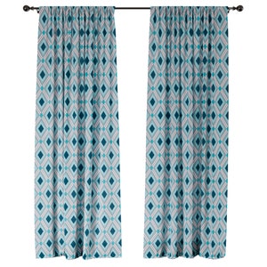 Geometric Dreamscapes, Geometric Design Curtains, Living Room Bedroom Nursery Kitchen Curtains Sets for Windows Blue Geometric Curtains