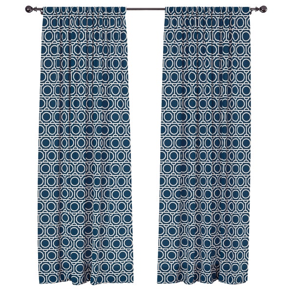 Aesthetic Delight Dark Blue and White Curtains for Living Room Bedroom Kitchen Office Windows, Baby Blue Curtains Geometric Pattern