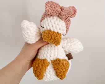 Duck Plushie | Stuffed Animal | Cozy Plushie | Della Duck | Crochet Custom Duck | Duck Stuffy | Made to Order | Baby Shower Gift