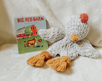 Chick Lovey, Farm Snuggler, Farm Animal, Chicken Snuggler, Baby Chickie, Farm Country Nursery, Baby Shower Gift, Baby Gift, Lovey for Baby