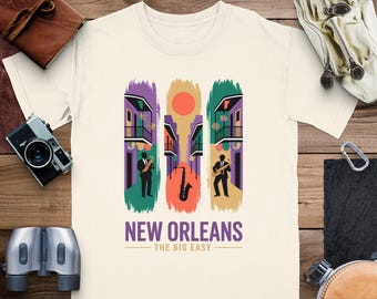 New Orleans Comfort Colors T-Shirt, The Big Easy Shirt, Jazz Music Tee, Louisiana Gift, Vacation Shirt, Travel Gift for Him or Her