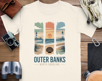 Outer Banks T-Shirt, North Carolina Shirt, Vacation Shirt, Travel Gift, Comfort Colors Shirt, OBX Lighthouse Souvenir, Gift for Him or Her