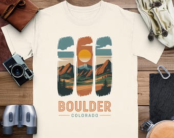 Boulder Colorado T-Shirt: Mountain Scene, Travel Shirt, Comfort Colors