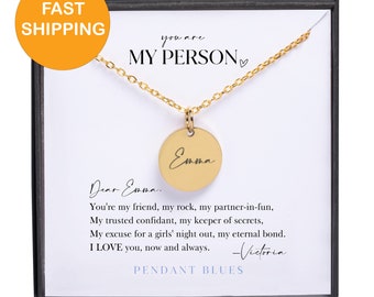 Youre my Person Necklace, You are my Person Gift, Best Friend Necklace, you're my person Friendship bff, Personalized Best Friend Gift
