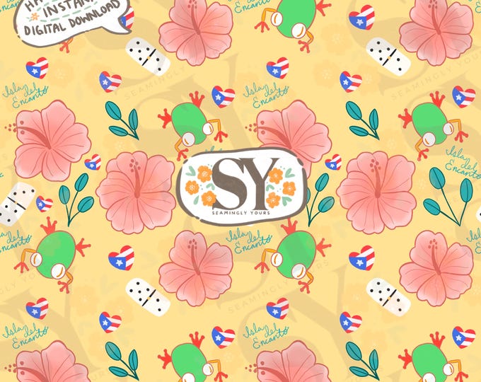 Puerto Rican Pattern Design Yellow Puerto Rican Flag Hearts Pattern | Hand-drawn Seamless Pattern ...