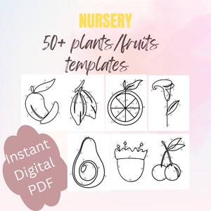 50+ knitted wire art templates with guiding arrows, printable wire art pattern, wire bending plants/fruit patterns, wire art template bundle